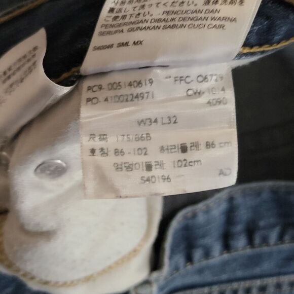 Levi's 514 Jeans Mens 34x32 Blue Pants Slim Straight Retro Skater Y2K Faded - Picture 5 of 8